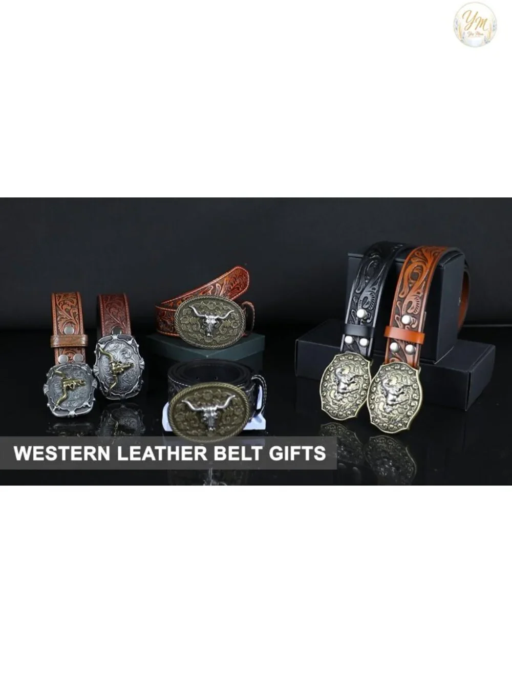 Western Leather Belt with Removable Buckle for Men Women Cowboy Rodeo